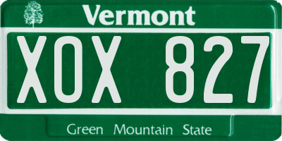 VT license plate XOX827