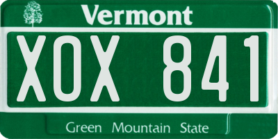 VT license plate XOX841