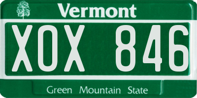 VT license plate XOX846
