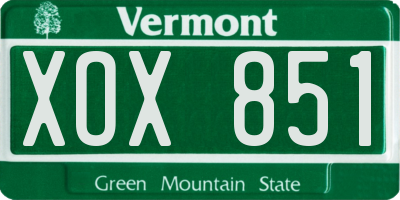 VT license plate XOX851