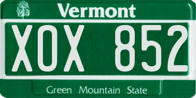 VT license plate XOX852