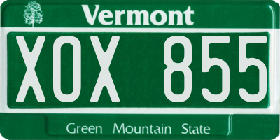 VT license plate XOX855