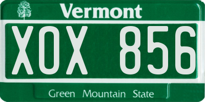 VT license plate XOX856