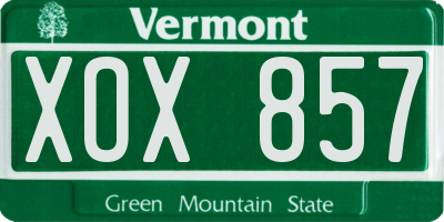 VT license plate XOX857