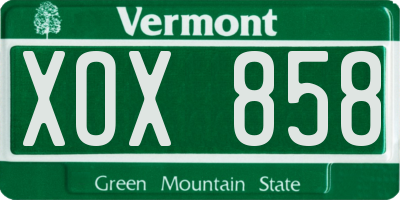 VT license plate XOX858