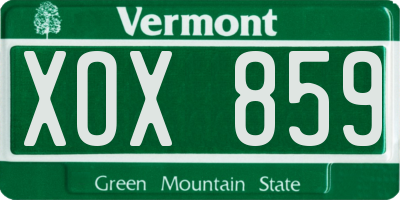 VT license plate XOX859