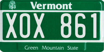 VT license plate XOX861