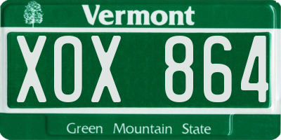 VT license plate XOX864