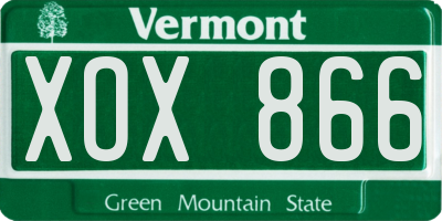 VT license plate XOX866