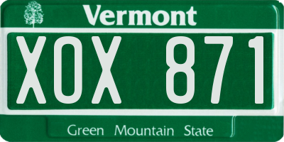 VT license plate XOX871