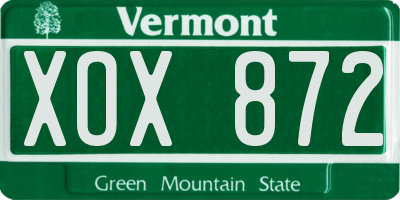 VT license plate XOX872