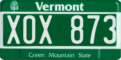 VT license plate XOX873