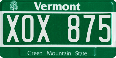 VT license plate XOX875