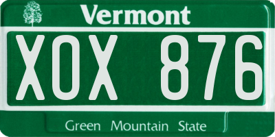 VT license plate XOX876