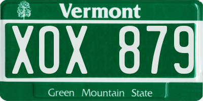 VT license plate XOX879