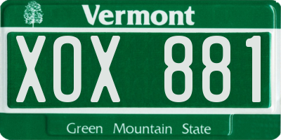 VT license plate XOX881