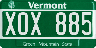 VT license plate XOX885