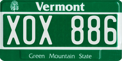 VT license plate XOX886