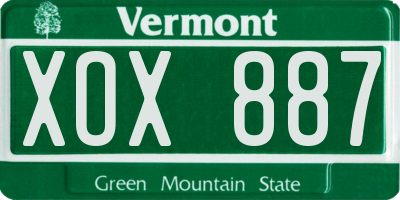 VT license plate XOX887