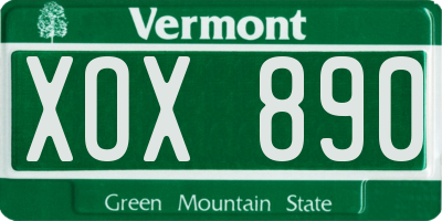 VT license plate XOX890