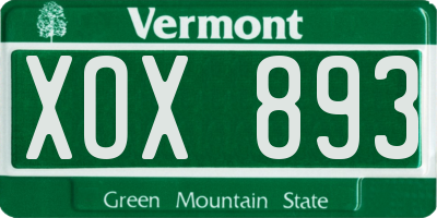 VT license plate XOX893