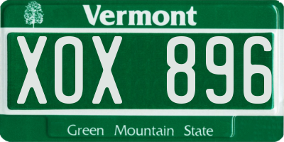 VT license plate XOX896