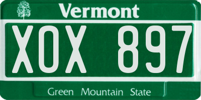 VT license plate XOX897
