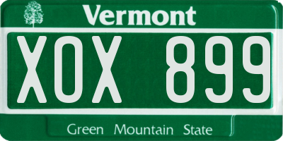 VT license plate XOX899