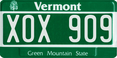 VT license plate XOX909