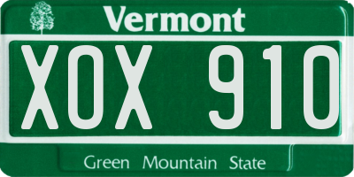 VT license plate XOX910