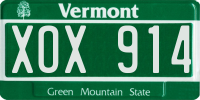 VT license plate XOX914