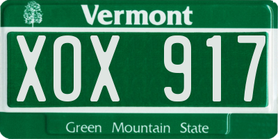 VT license plate XOX917