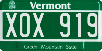 VT license plate XOX919