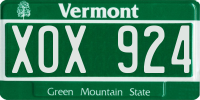 VT license plate XOX924