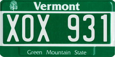 VT license plate XOX931