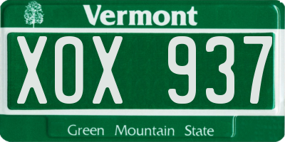 VT license plate XOX937