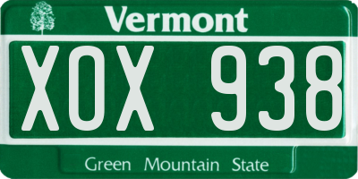VT license plate XOX938