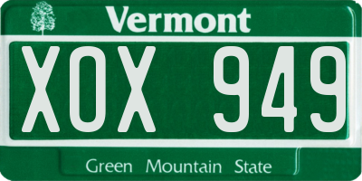 VT license plate XOX949