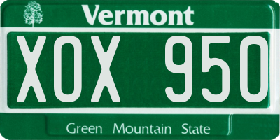 VT license plate XOX950