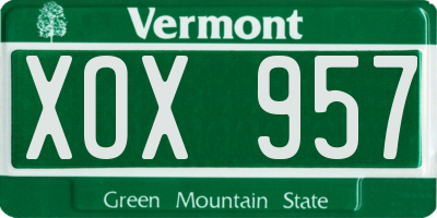 VT license plate XOX957