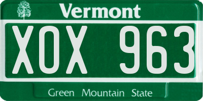 VT license plate XOX963