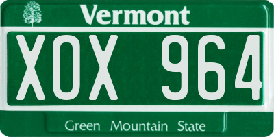 VT license plate XOX964