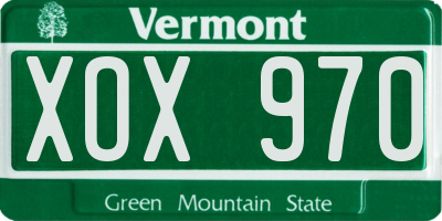 VT license plate XOX970