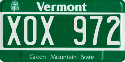 VT license plate XOX972
