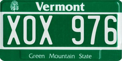 VT license plate XOX976