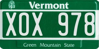 VT license plate XOX978