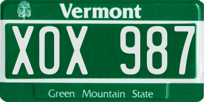 VT license plate XOX987