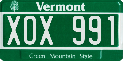 VT license plate XOX991