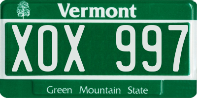VT license plate XOX997