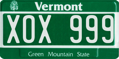VT license plate XOX999